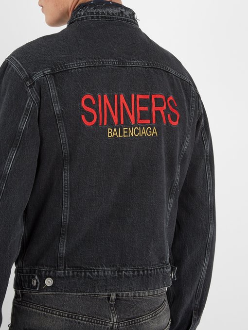 Sinners-embroidered denim jacket 