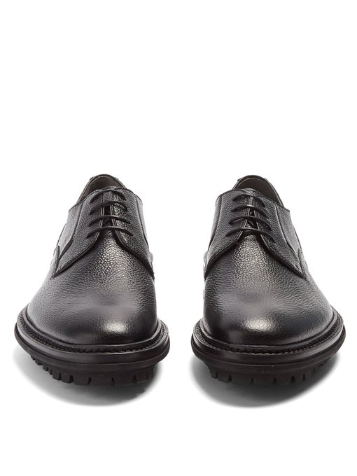 Lace-up grained-leather derby shoes展示图