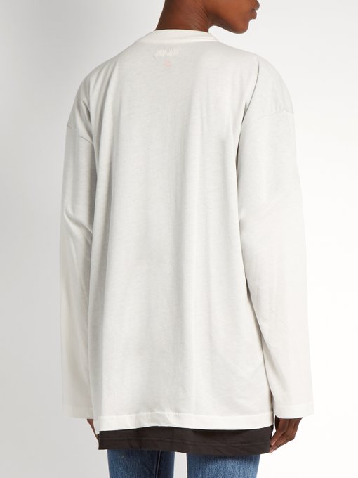 VETEMENTS X Hanes Long-Sleeved Double-Layer Cotton T-Shirt, Colour: Off ...