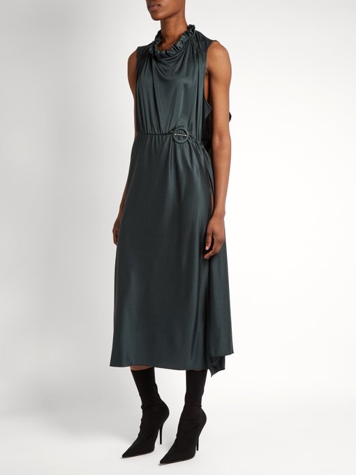 VETEMENTS Sleeveless Wraparound Silk-Jersey Dress, Colour: Teal-Green ...