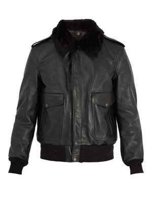 Detachable faux-shearling and leather jacket | Schott | MATCHESFASHION US