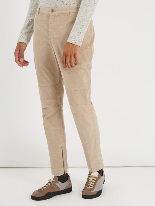 Zipped-hem slim-leg corduroy trousers展示图