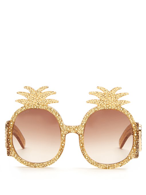 Embellished pineapple glitter-acetate sunglasses | Gucci ...
