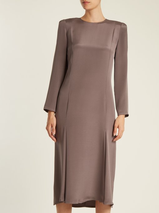 Bracelet-sleeve pleat-front silk dress | Raey | MATCHESFASHION UK