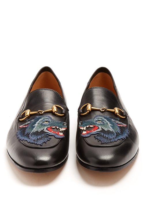 Brixton wolf-appliqué leather loafers | Gucci | MATCHESFASHION UK