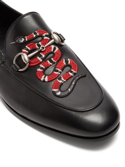 Brixton snake-appliqué leather loafers 