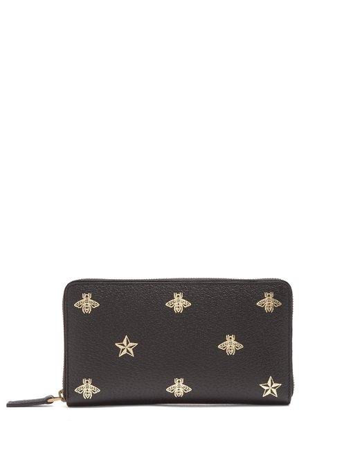 Bee-print zip-around leather travel wallet | Gucci | MATCHESFASHION KR