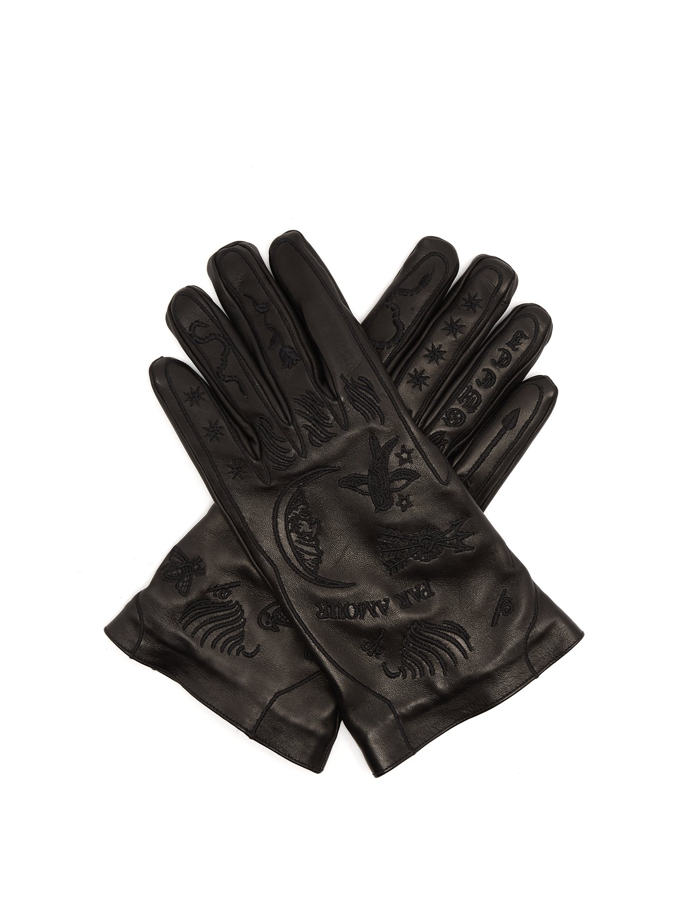 embroidered leather gloves