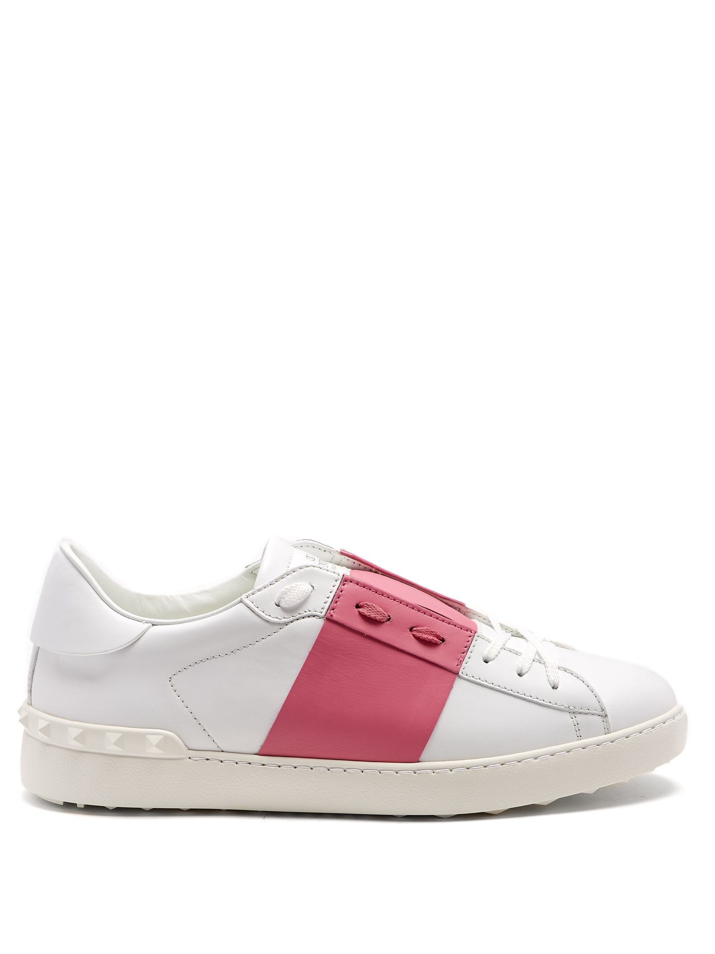 Open bi-colour low-top leather trainers 