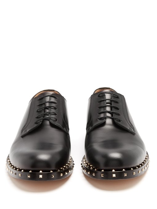 Micro Rockstud leather derby shoes展示图