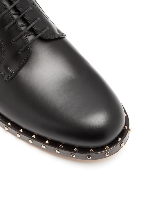 Micro Rockstud leather derby shoes展示图