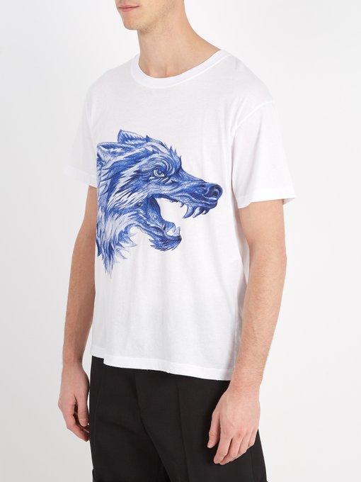 Wolf print cotton T-shirt | Gucci 