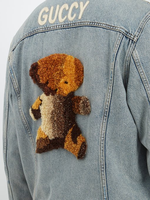 gucci jeans jacket teddy bear