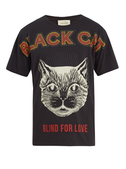 Feline-print cotton T-shirt | Gucci | MATCHESFASHION UK