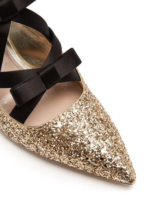 gold bow mules