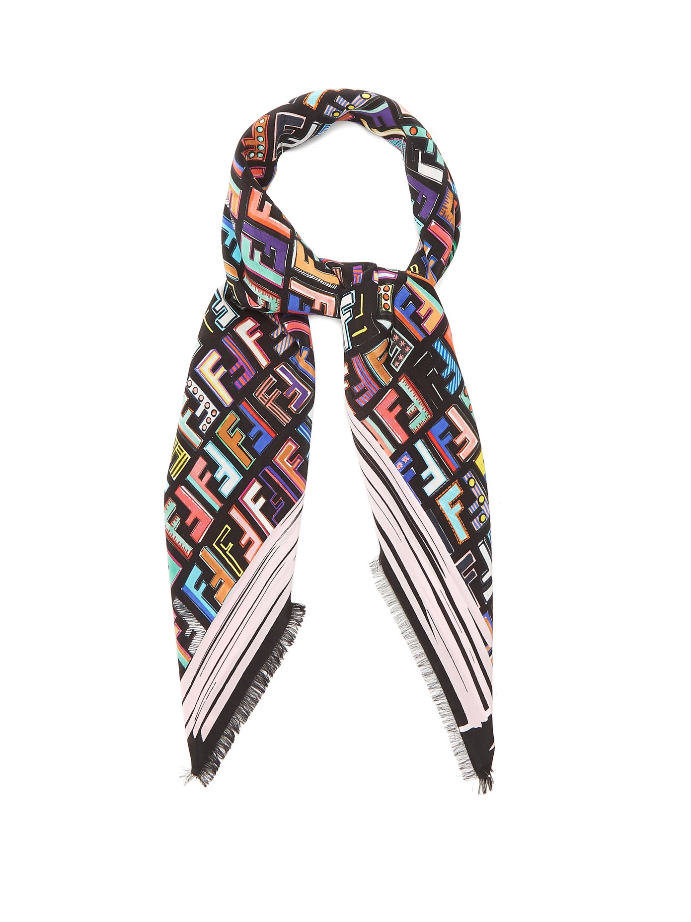 fendi logo print scarf