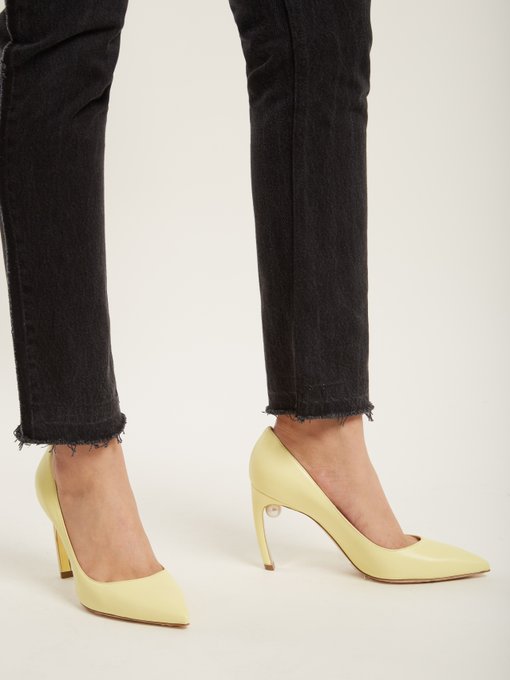 Mira pearl-heeled leather pumps 