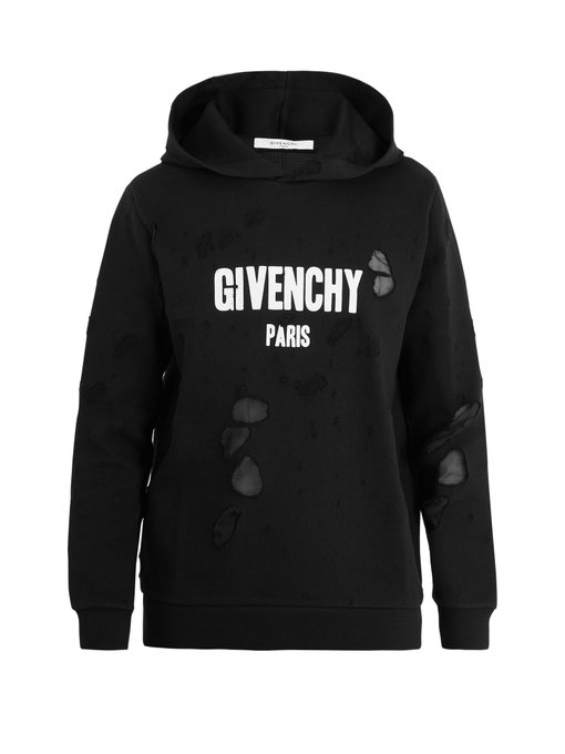 givenchy paris distressed hoodie