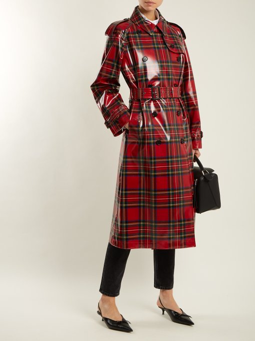 burberry laminated check trench coat