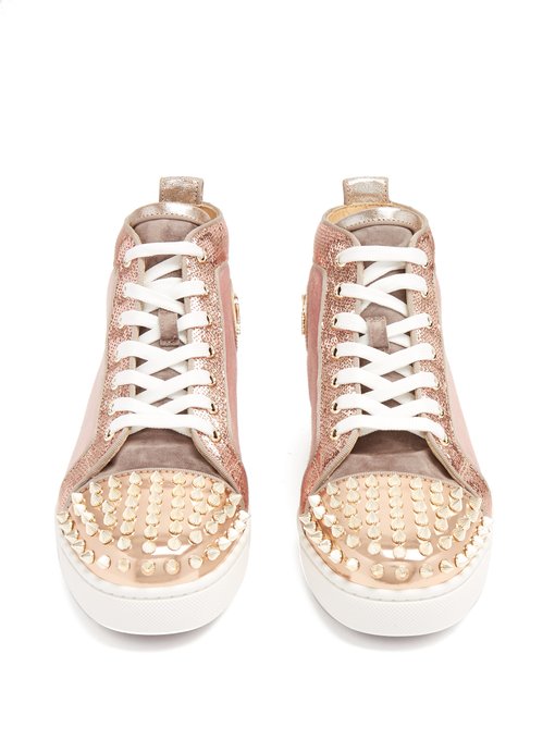 Lou stud-embellished suede high-top trainers展示图