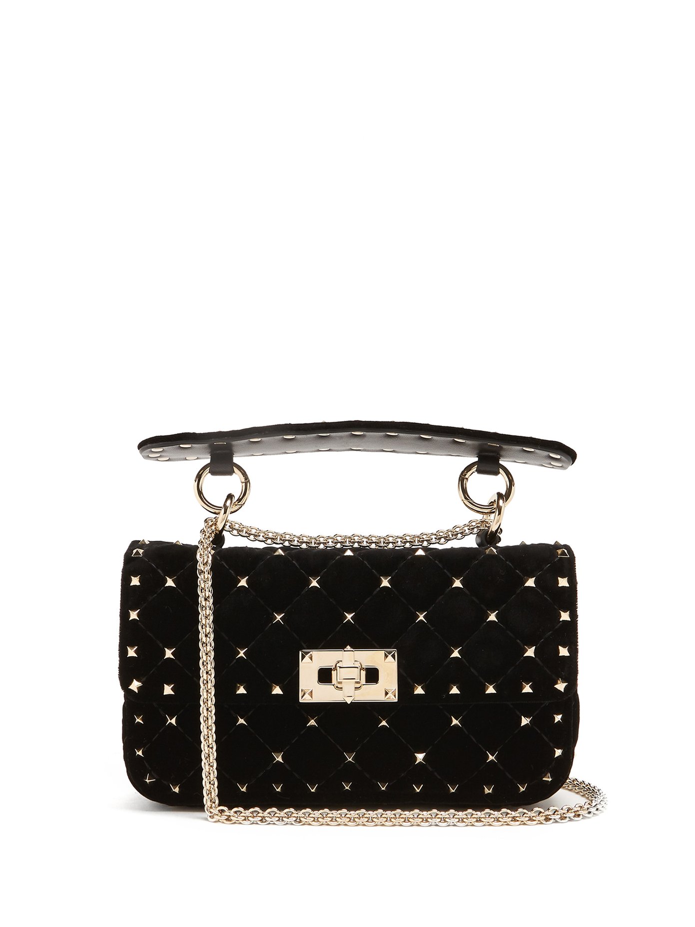 valentino garavani rockstud spike velvet shoulder bag