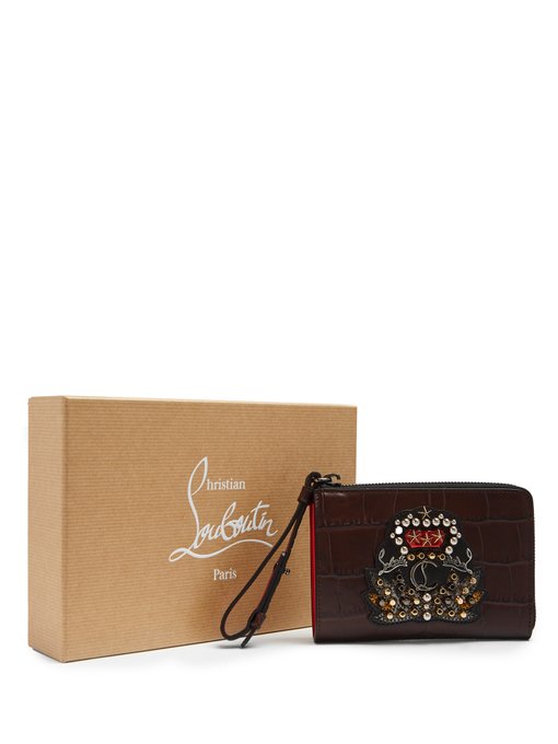 Tinos crest-embellished leather wallet展示图