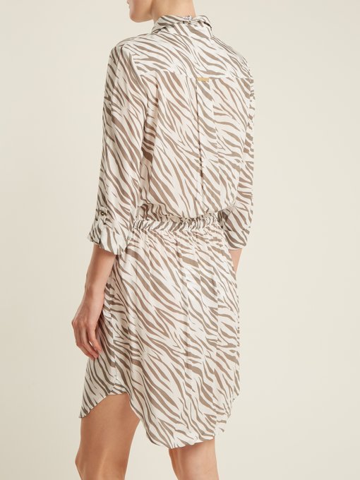 Kalahari zebra-print poplin shirtdress展示图