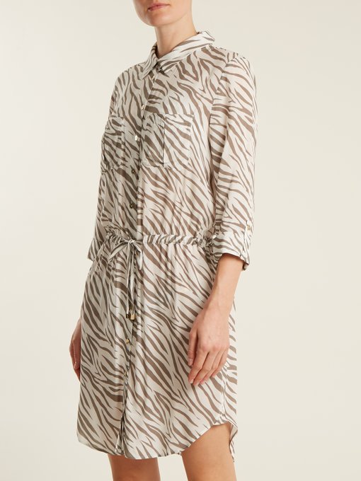 Kalahari zebra-print poplin shirtdress展示图