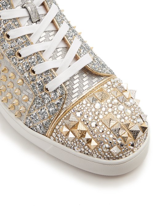 silver louboutin trainers