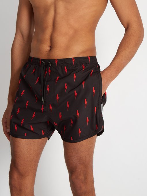 Lightning-bolt print swim shorts展示图