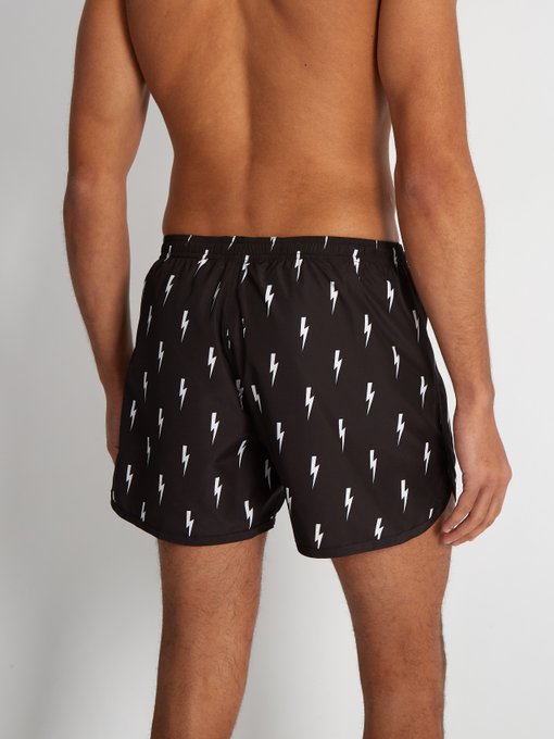 Lightning-bolt print swim shorts展示图