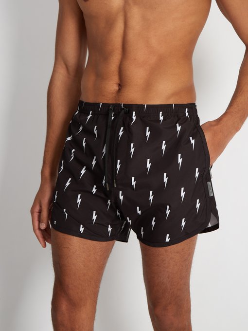 Lightning-bolt print swim shorts展示图