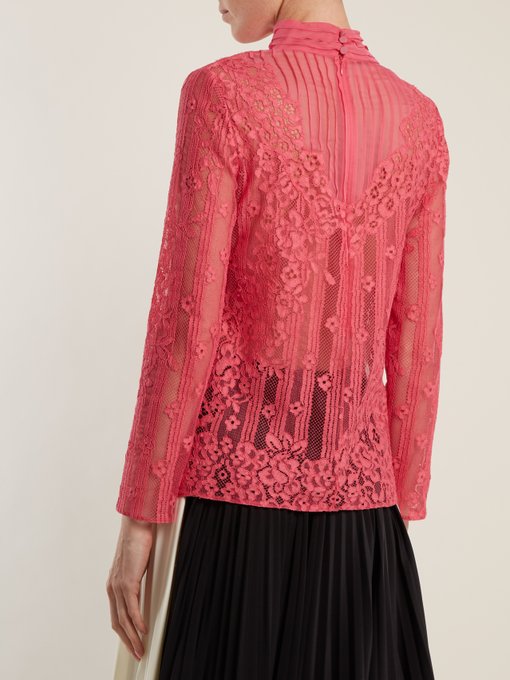 High-neck Chantilly-lace blouse展示图