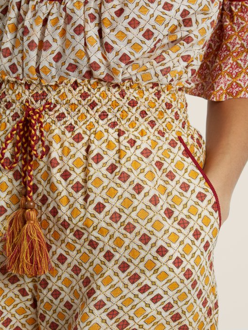 Tutsi graphic-print cotton and silk-blend shorts展示图