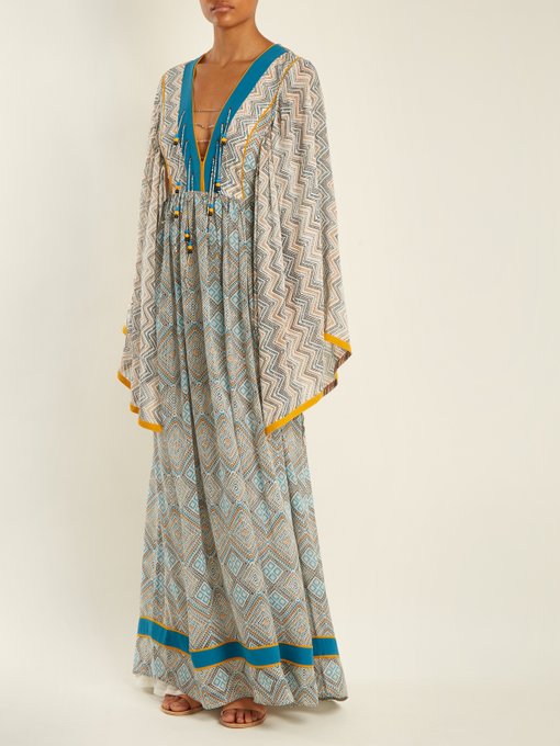 Maghreb-print silk maxi dress展示图
