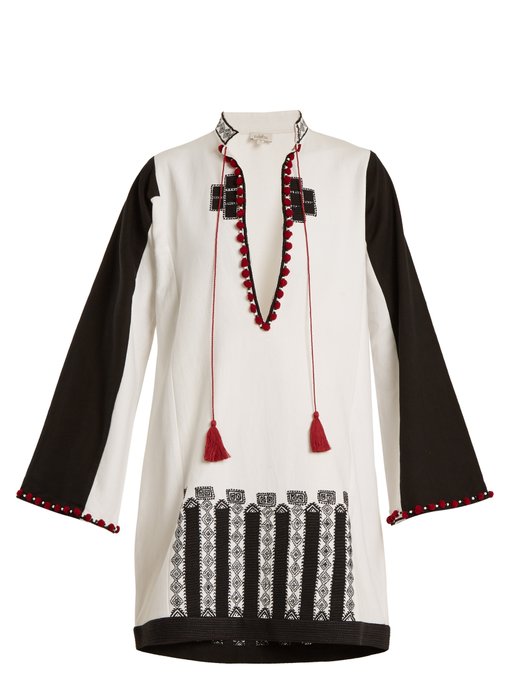 Talitha Moroccan-embroidery cotton-canvas tunic