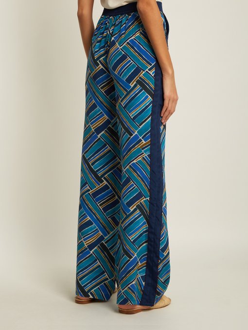 Painted Jasmin graphic-print wide-leg trousers | Talitha ...
