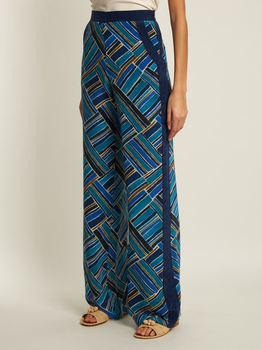 Painted Jasmin graphic-print wide-leg trousers | Talitha ...