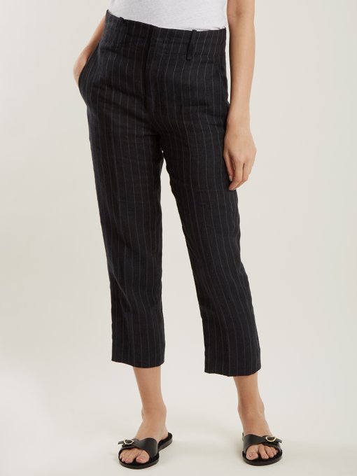 Idini wide-leg striped linen trousers展示图