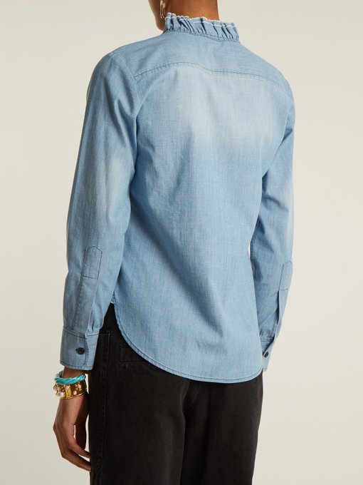 Shop Isabel Étoile Lawendy Stretch-cotton Shirt In Light Blue