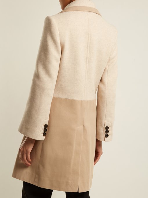 Contrast-panel wool-blend and twill coat展示图