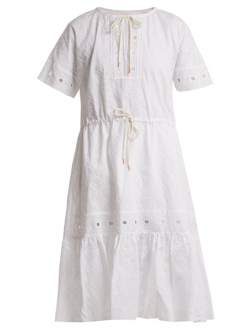 Geometric-embroidery cotton dress | See By Chloé | MATCHESFASHION UK