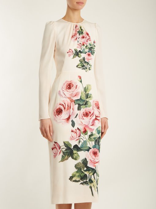 Rose-print silk-blend dress | Dolce & Gabbana | MATCHESFASHION UK