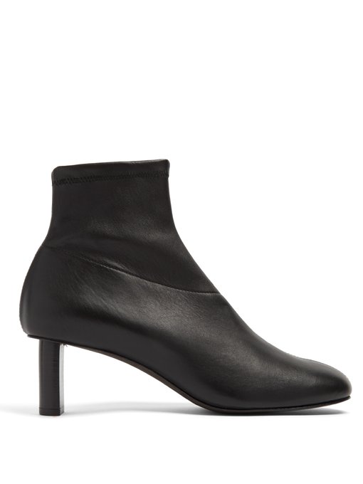 round toe leather ankle boots