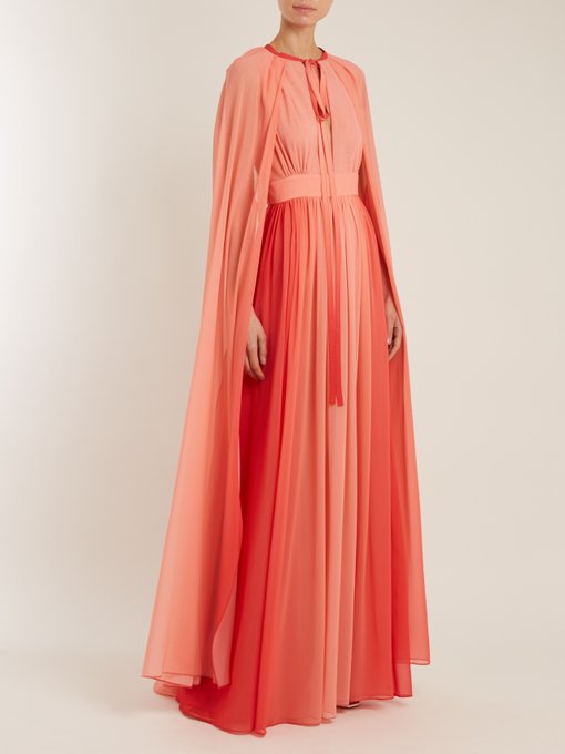 cape overlay georgette gown