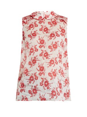 Sleeveless floral-print gauze top | Miu Miu | MATCHESFASHION UK