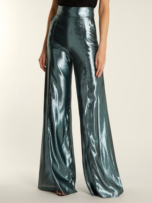 High-rise wide-leg silk-blend trousers展示图