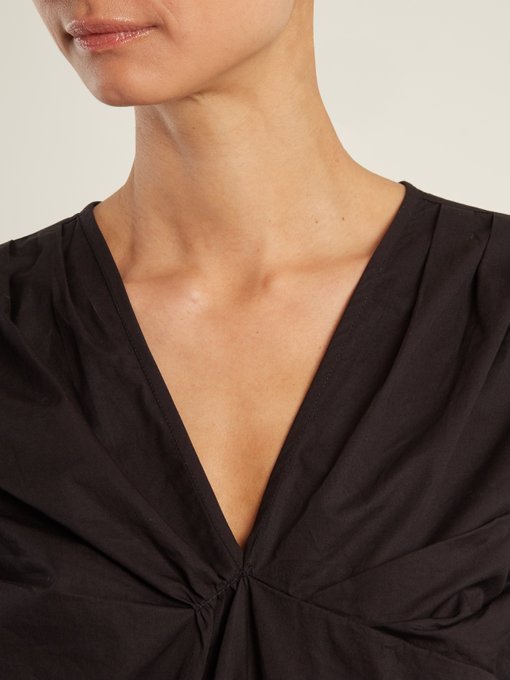 Amazone V-neck ruffle-trimmed cotton dress展示图