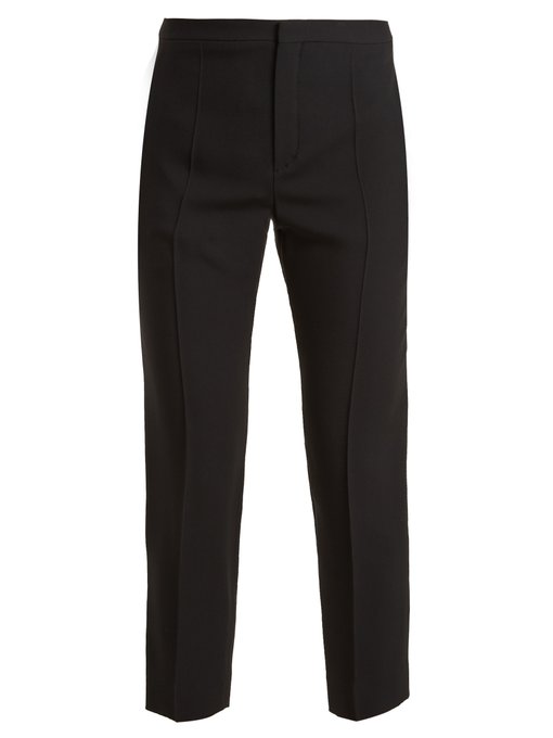 black tailored cropped trousers