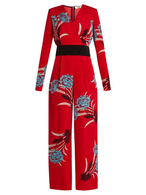 dvf floral jumpsuit